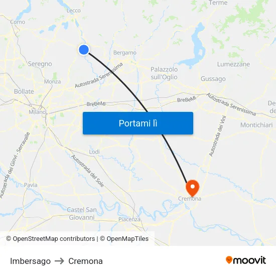 Imbersago to Cremona map