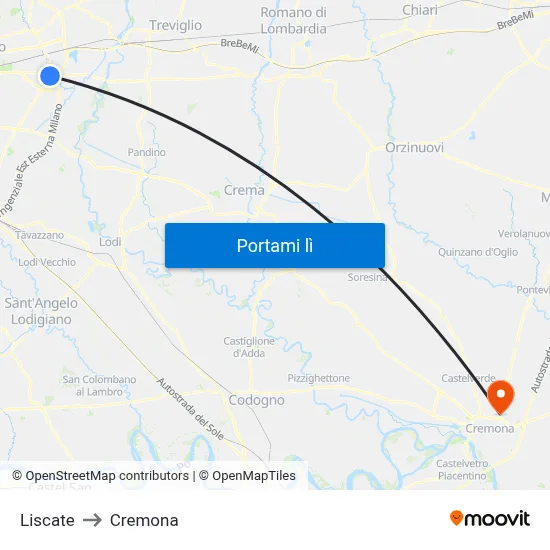 Liscate to Cremona map