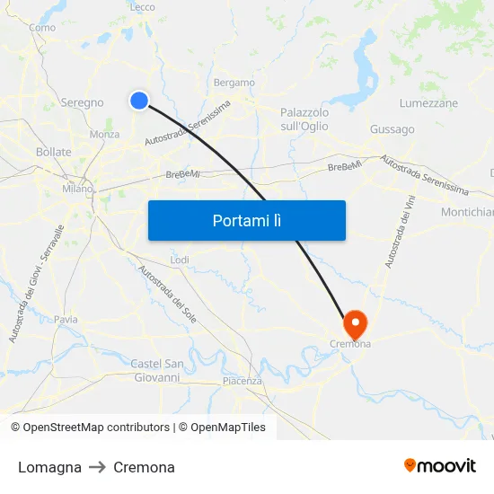 Lomagna to Cremona map