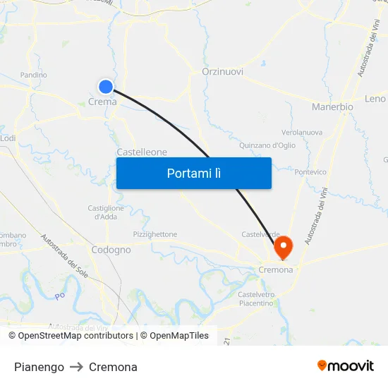 Pianengo to Cremona map