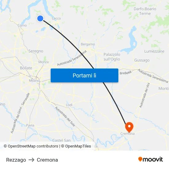 Rezzago to Cremona map