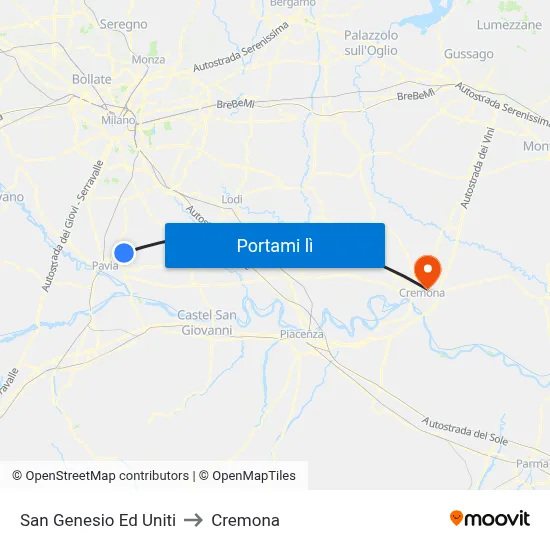 San Genesio Ed Uniti to Cremona map