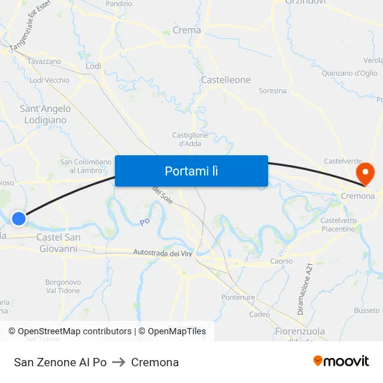 San Zenone Al Po to Cremona map