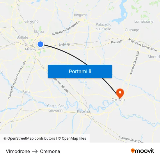 Vimodrone to Cremona map