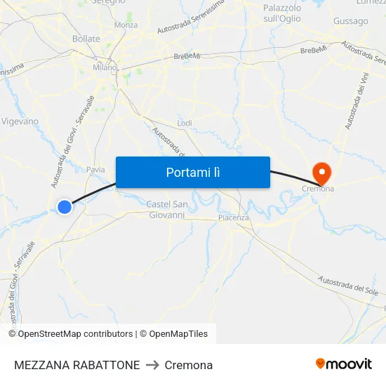 MEZZANA RABATTONE to Cremona map