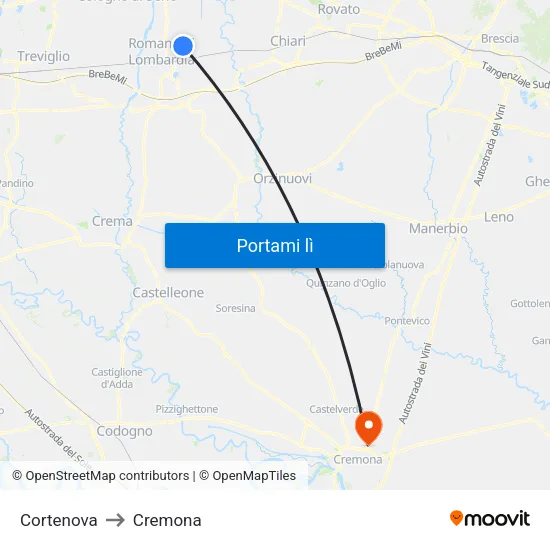 Cortenova to Cremona map