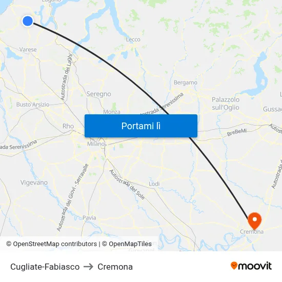 Cugliate-Fabiasco to Cremona map
