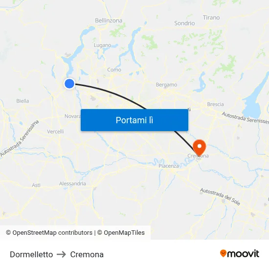 Dormelletto to Cremona map