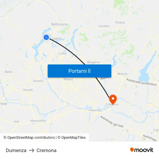 Dumenza to Cremona map