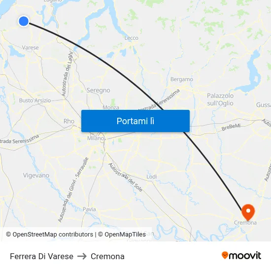 Ferrera Di Varese to Cremona map