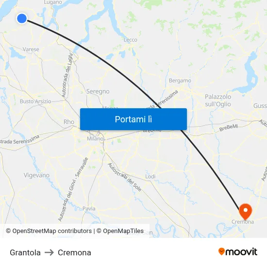 Grantola to Cremona map