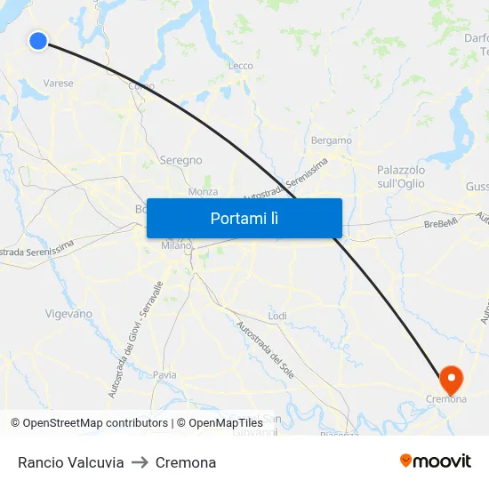 Rancio Valcuvia to Cremona map