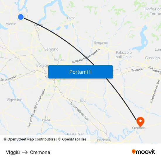 Viggiù to Cremona map