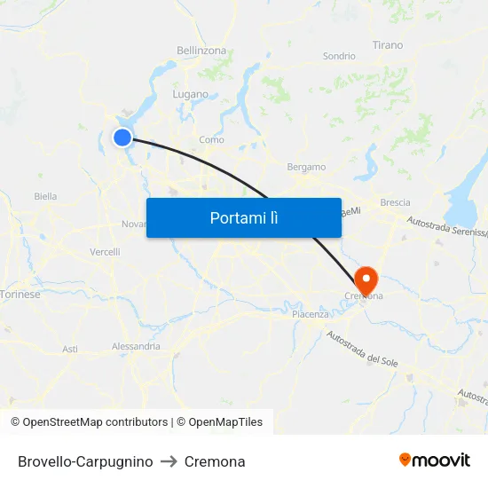 Brovello-Carpugnino to Cremona map