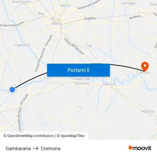 Gambarana to Cremona map