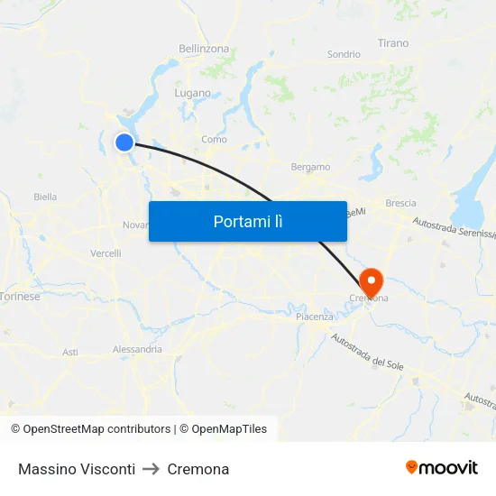 Massino Visconti to Cremona map