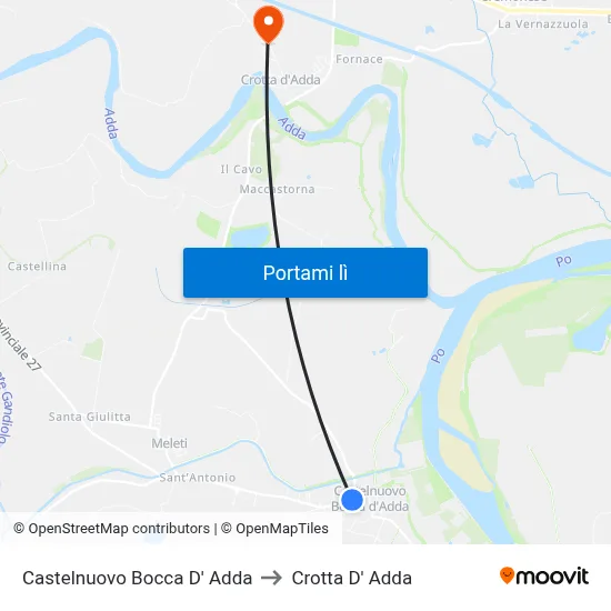 Castelnuovo Bocca D' Adda to Crotta D' Adda map