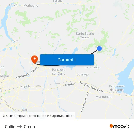 Collio to Curno map