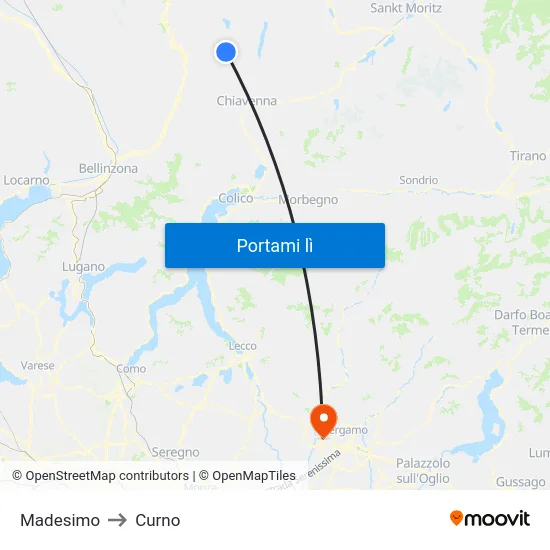 Madesimo to Curno map