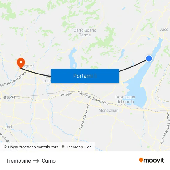 Tremosine to Curno map