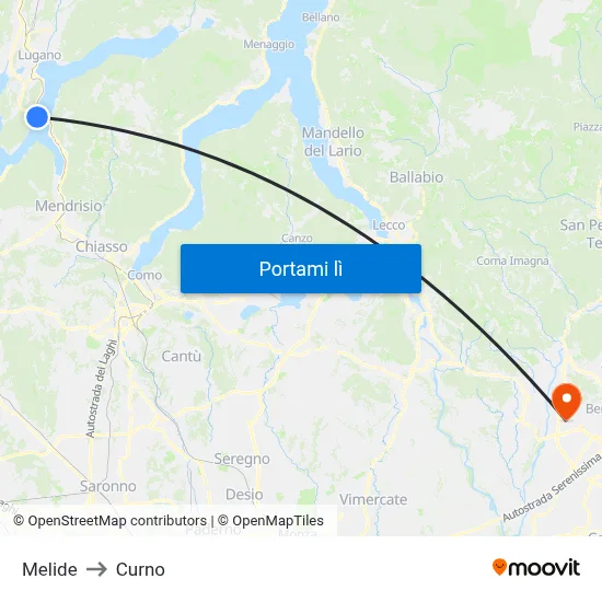 Melide to Curno map
