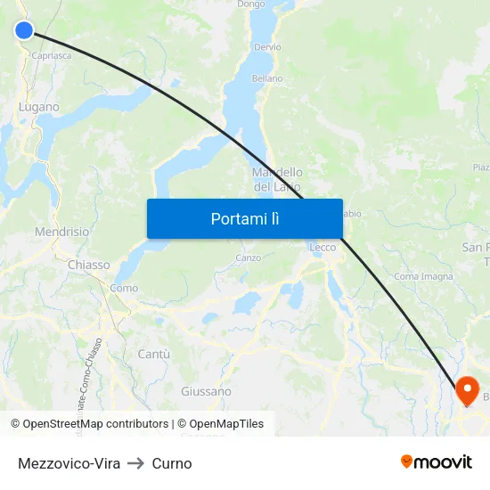 Mezzovico-Vira to Curno map
