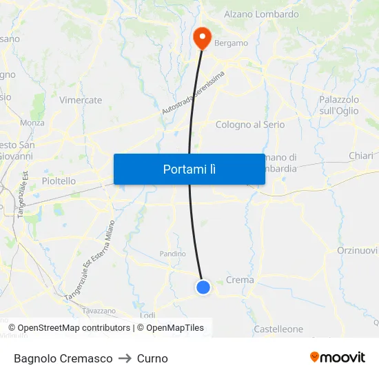 Bagnolo Cremasco to Curno map