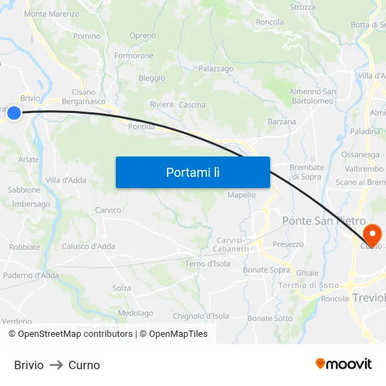 Brivio to Curno map