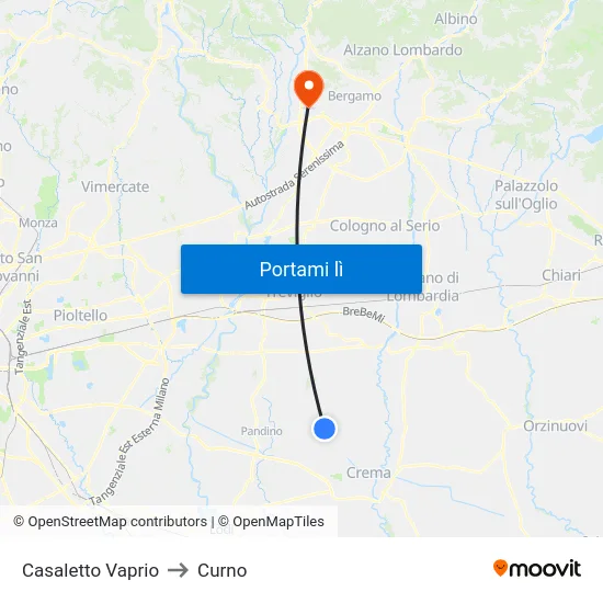 Casaletto Vaprio to Curno map