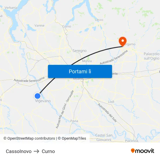 Cassolnovo to Curno map