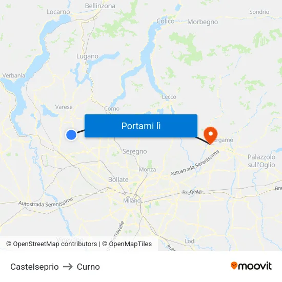 Castelseprio to Curno map