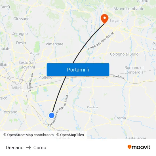Dresano to Curno map