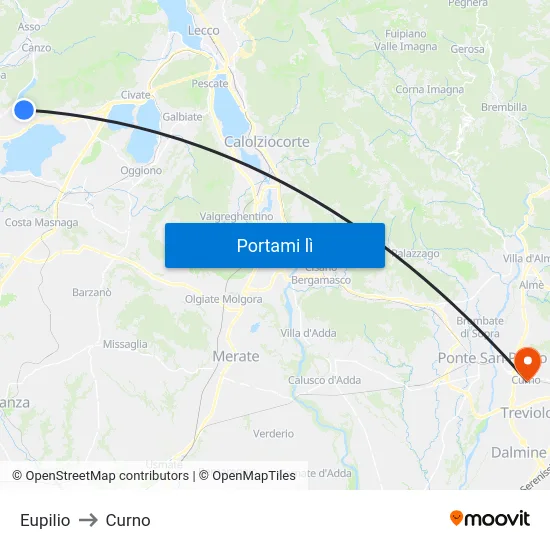 Eupilio to Curno map