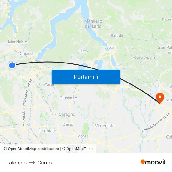 Faloppio to Curno map