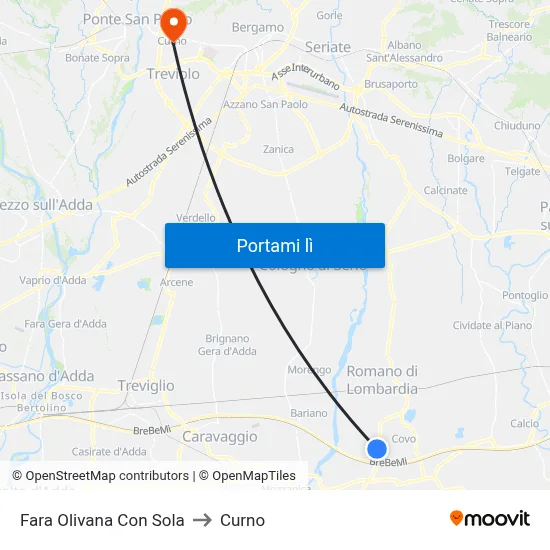 Fara Olivana Con Sola to Curno map