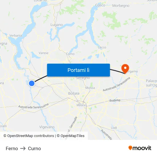 Ferno to Curno map