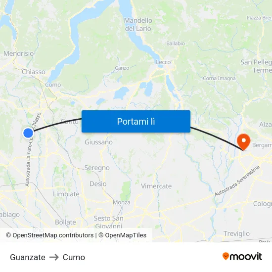 Guanzate to Curno map