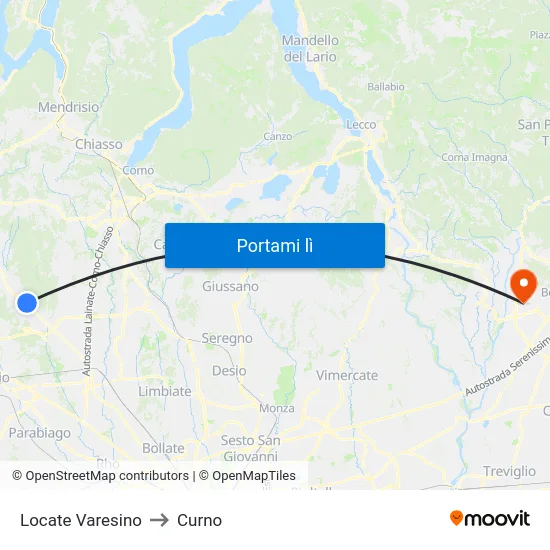 Locate Varesino to Curno map