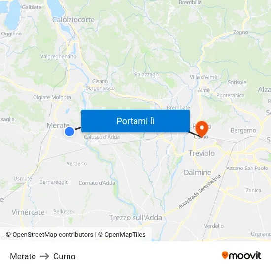 Merate to Curno map
