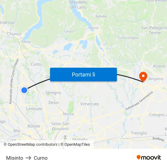Misinto to Curno map
