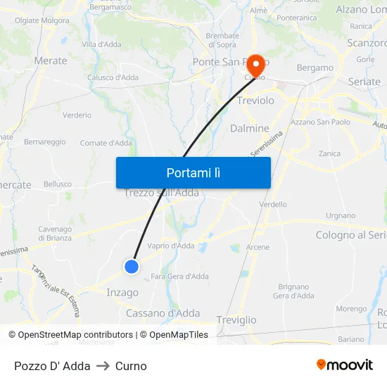 Pozzo D' Adda to Curno map