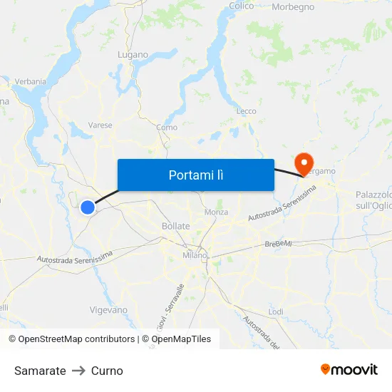 Samarate to Curno map