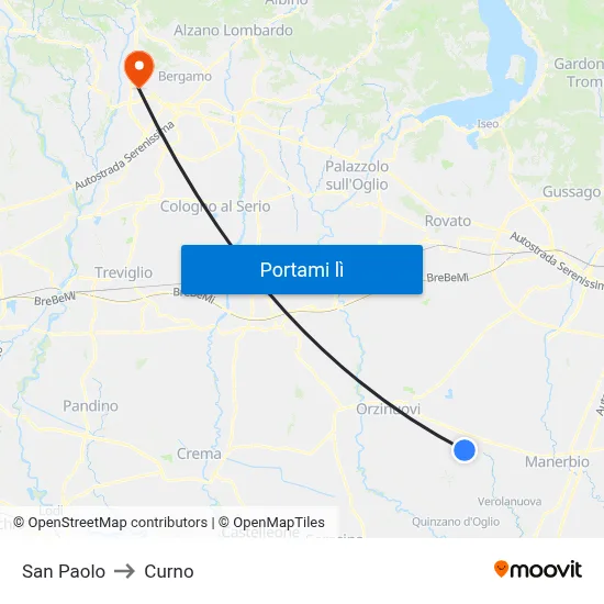 San Paolo to Curno map