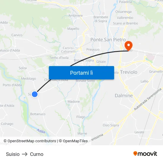 Suisio to Curno map