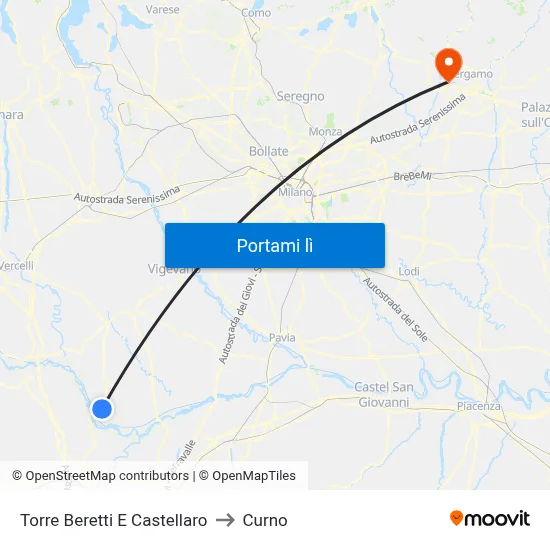 Torre Beretti E Castellaro to Curno map