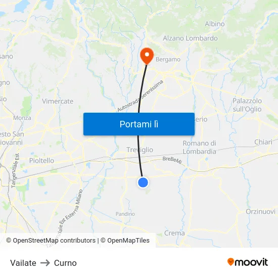Vailate to Curno map