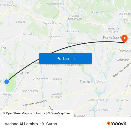 Vedano Al Lambro to Curno map