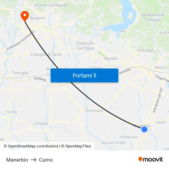 Manerbio to Curno map