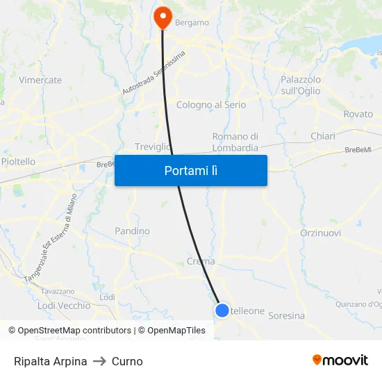 Ripalta Arpina to Curno map