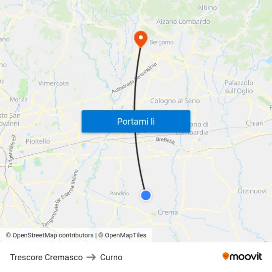 Trescore Cremasco to Curno map